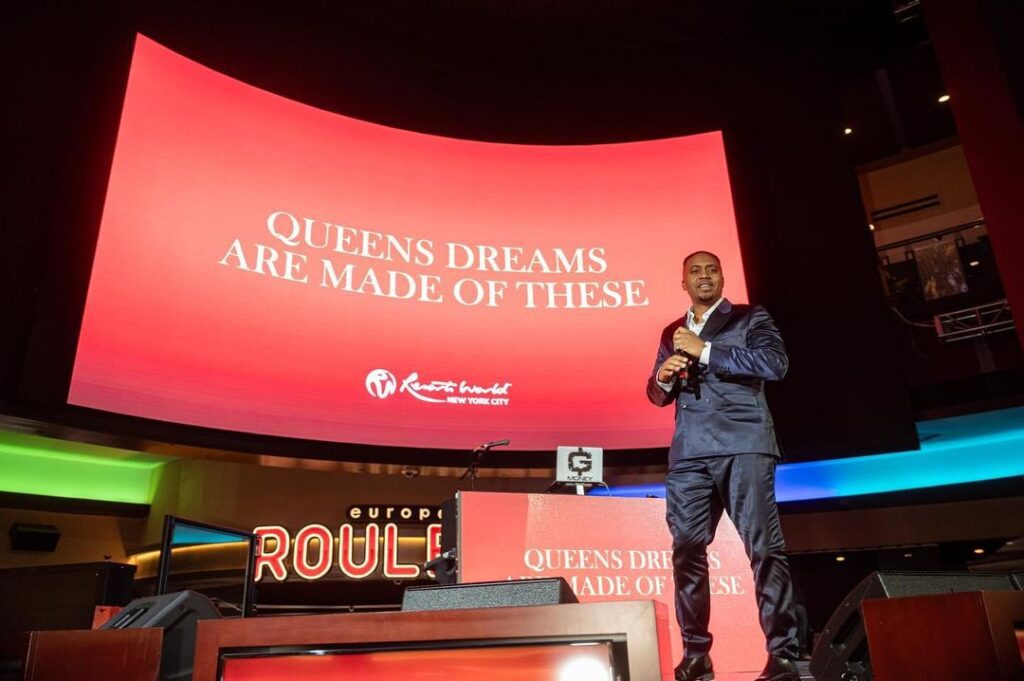 From Nas' Instagram: "Proud to be a partner in this iconic project w @resortsworldnyc #qgtm"