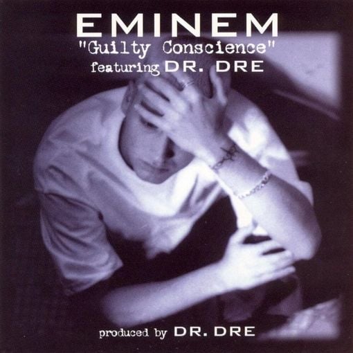 Cover to the single "Guilty Conscience" from the 1999 album "The Slim Shady LP" by Eminem